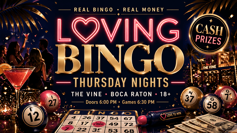 Bingo in Boca Raton Thursday nights — 8-week schedule at The Vine